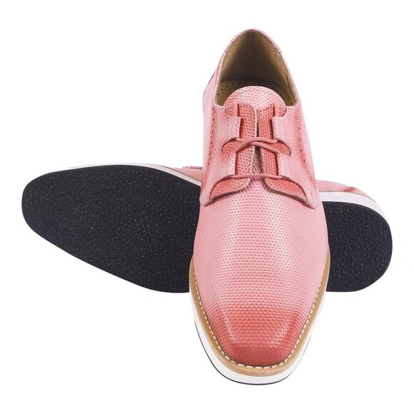 LIBERTYZENO Mens Pink Leather Tread Design Oxford Dress Shoes main image 7